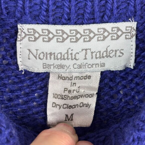 Vintage Nomadic Traders women sweater M purple print Wool hippie Gorpcore aztec - Picture 8 of 12